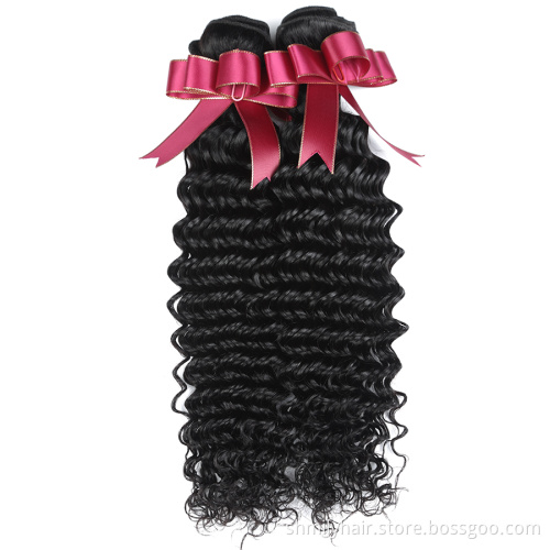 10A Virgin Hair Bundles Can Be Dyed And Bleached Human Hair Bundles With Lace Frontals Deep Wave Hair Bundles With Lace Frontals